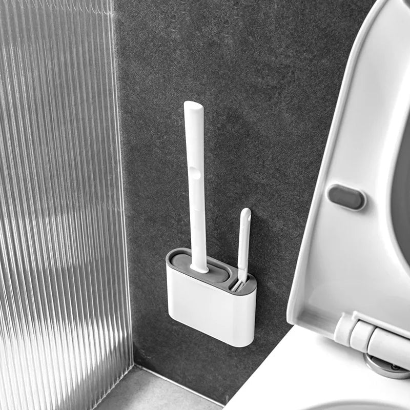 Silicone Toilet Brush – Wall-Mounted Holder, Detail Brush & Quick-Dry