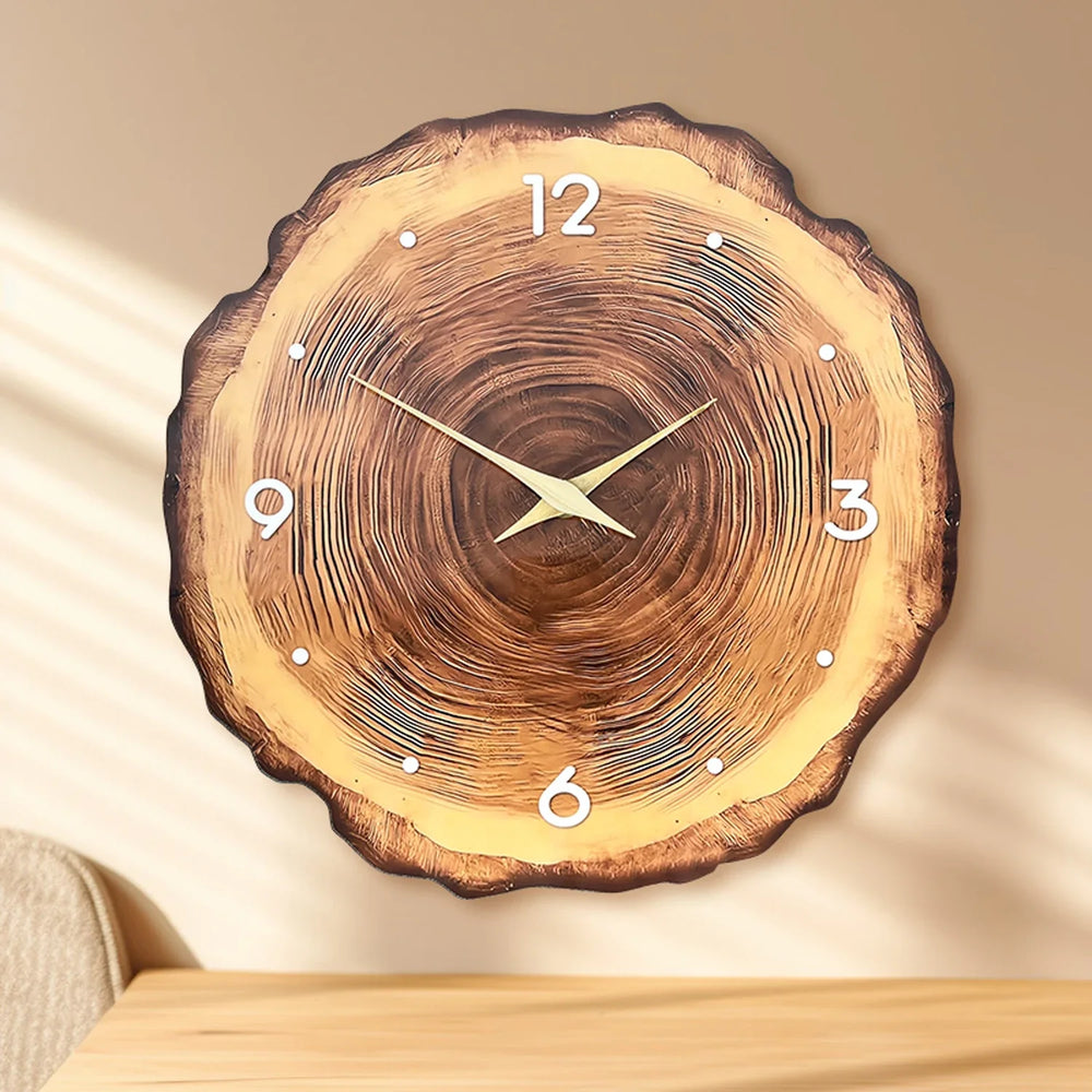 Tree Slice Wall Clock – Silent Quartz Movement, Wood Design & 30–41cm