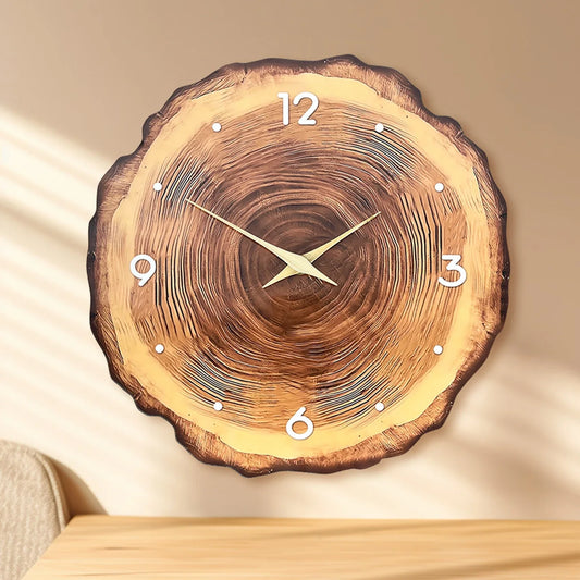 Tree Slice Wall Clock – Silent Quartz Movement, Wood Design & 30–41cm