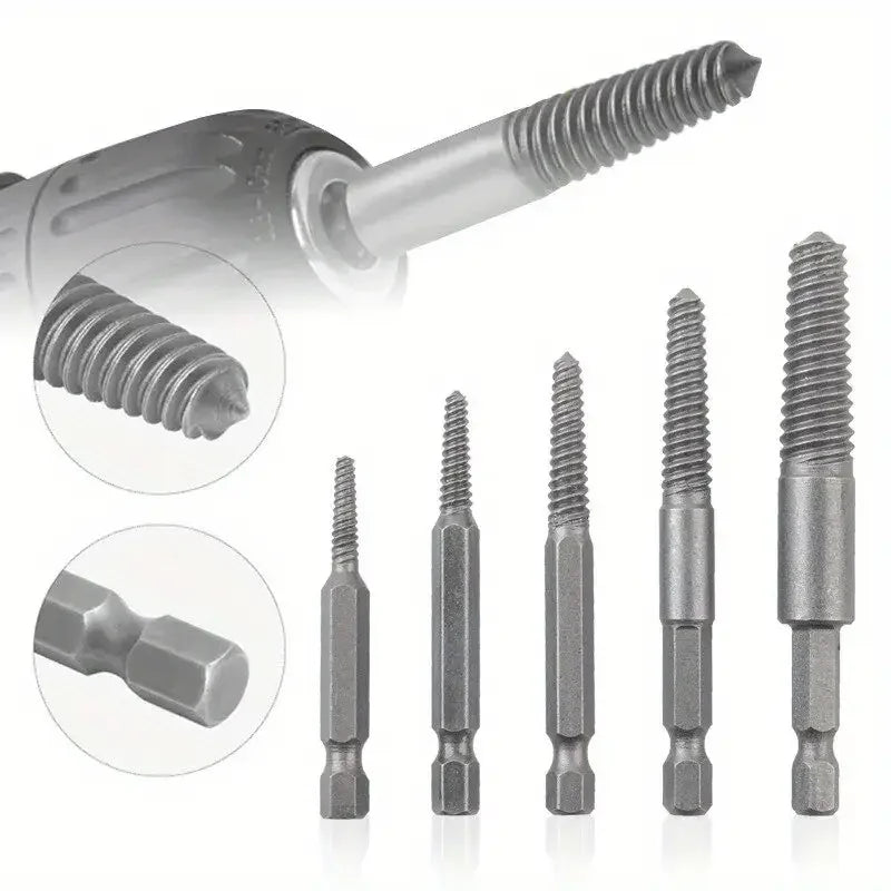 Screw Extractor Set – 10-Piece, Left-Hand Thread & Hardened Steel Hex Shank