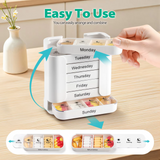 7-Day Pill Organizer – Color-Coded Compartments, Weekday Labels & Travel Size