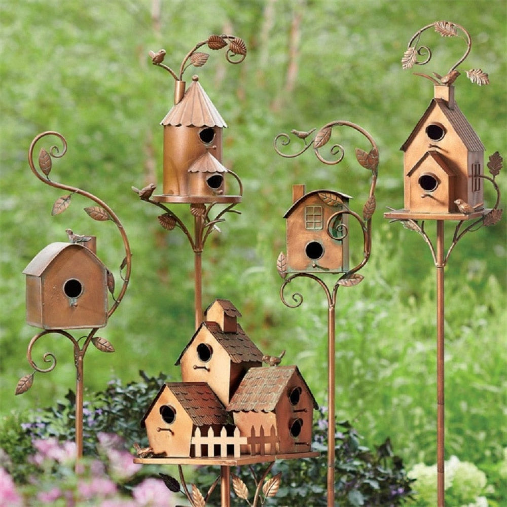 Kalsten | Metal art birdhouse garden stake - Talart