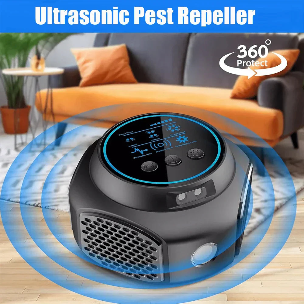 Ultrasonic Rodent Repeller – Plug-In, 4 Modes & 362m² Coverage for Mice & Rats