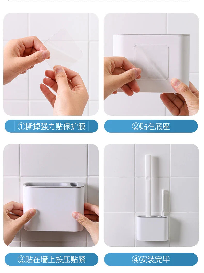 Silicone Toilet Brush – Wall-Mounted Holder, Detail Brush & Quick-Dry