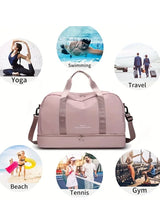 Travel Duffel Bag – Women's Pink, Shoe Compartment & Trolley Sleeve