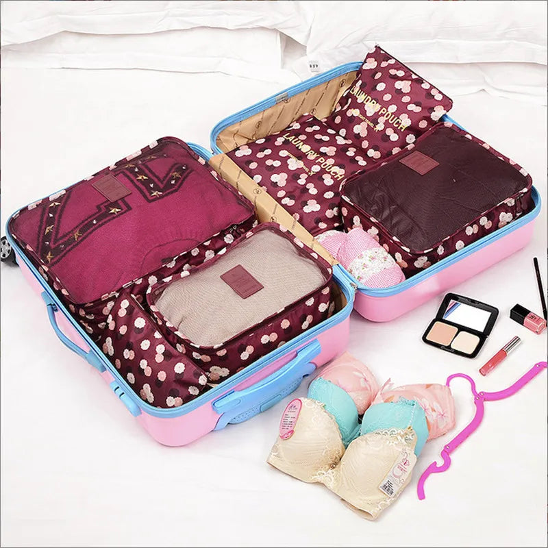 6-Piece Packing Cube Set – Waterproof Polyester, Breathable Mesh & Suitcase Organizer