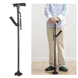 Folding Walking Cane – Height-Adjustable 86-97cm, LED Light & Alarm