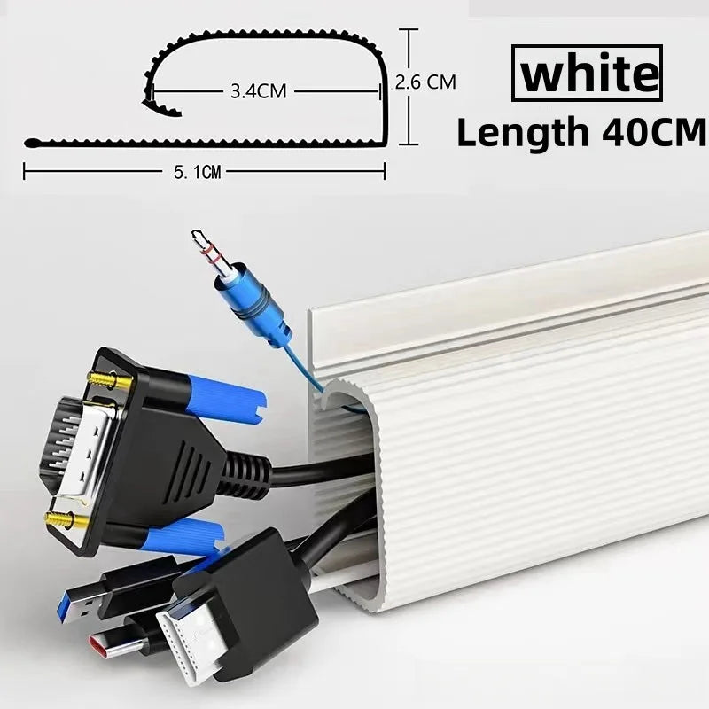 Self-Adhesive Cable Management Channel – PVC, Under-Desk & Open Design