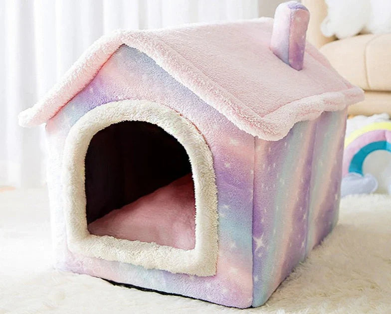 Weiches Tierhaus-Bett für Katzen und kleine Hunde – Gemütliches Schlafhäuschen mit Kuschelfunktion