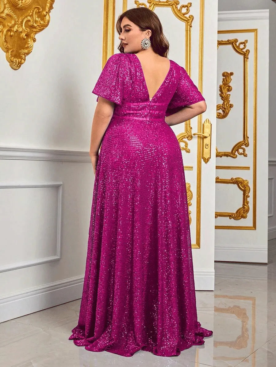 Elegant Plus-Size Maxi Evening Dress for Fall - Luxurious Style & Comfort