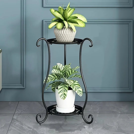 2 Tier Metal Plant Stand – Decorative Frame & Indoor and Outdoor Use