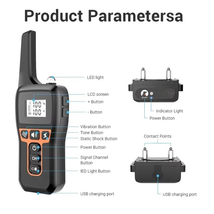 PetControl – Rechargeable Electric Dog Training Collar with Remote &amp; 1000m Range