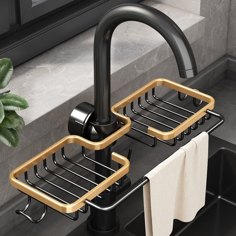 Enhanced Product Title: **Multifunctional Kitchen Organizer - Sponge, Brush & Towel Holder Combo for Space-Saving Efficiency**