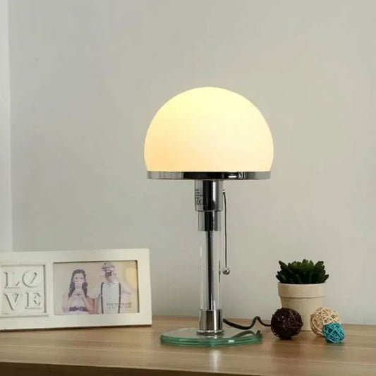 Wilhelm Bauhaus Table Lamp – Frosted Glass Dome, Chrome Base & Nordic Design