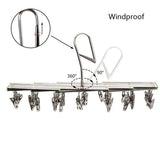 Folding Clothes Drying Rack – 35 Stainless Steel Clips, 360° Hook & Windproof