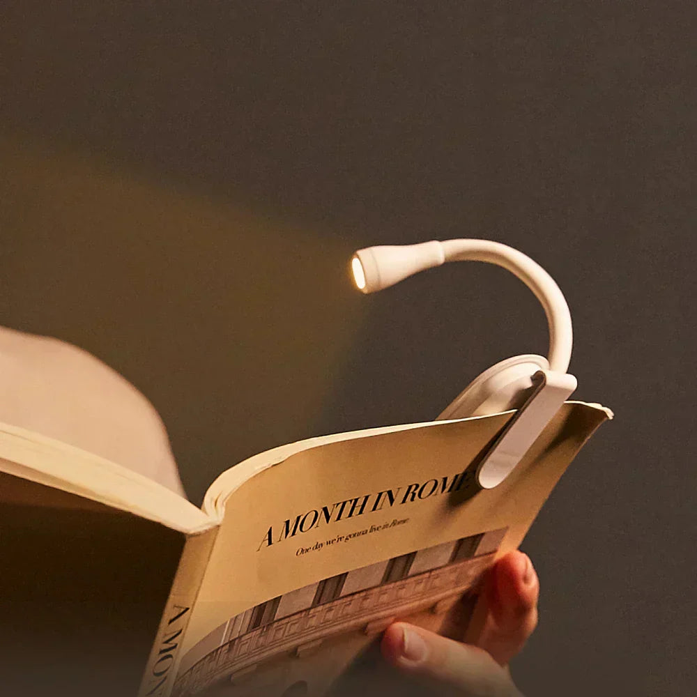 Clip-On LED Book Light – Dimmable, 360° Flexible & USB Rechargeable