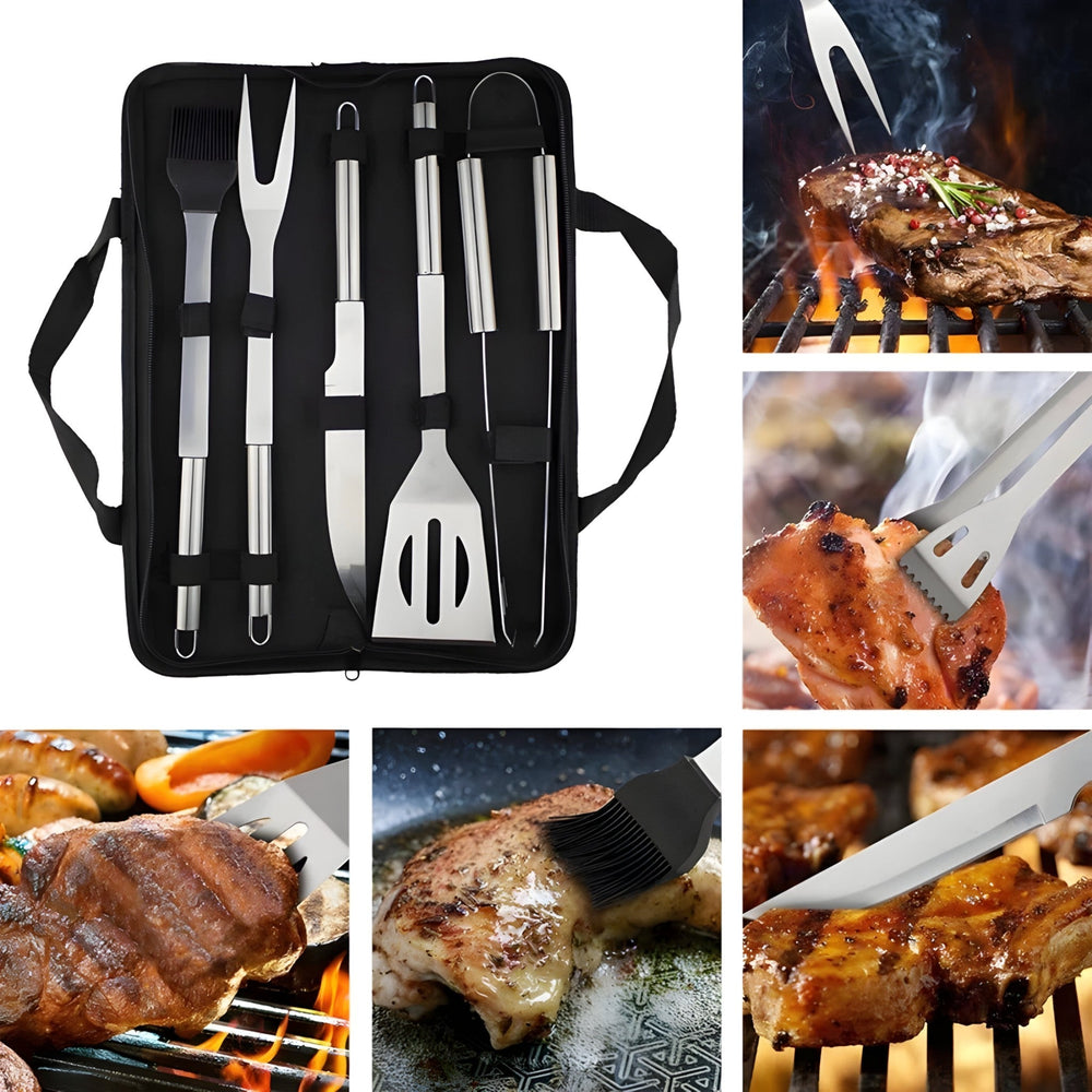 Optimized Product Title: **Edelstahl Grillbesteck Set mit Tragetasche – 3-teilig & 5-teilig – Hochwertiges BBQ Zubehör für Grillliebhaber** 

This title includes relevant keywords for better visibility while highlighting the product's features and appeal.