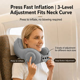 Inflatable Travel Neck Pillow – Push-Button Inflation, U-Shape & Adjustable Buckle
