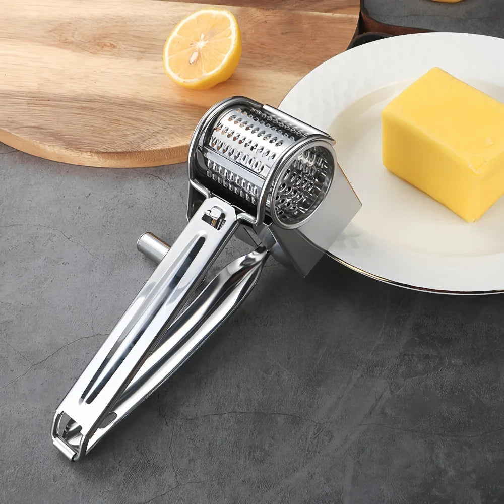 Optimized Product Title: **Edelstahl Rotationsreibe mit Handkurbel – Perfekt für Käse, Gemüse und Obst – Hochwertige Küchenreibe für schnelles und einfaches Raspeln** 

This title includes relevant keywords while providing additional details to attract po