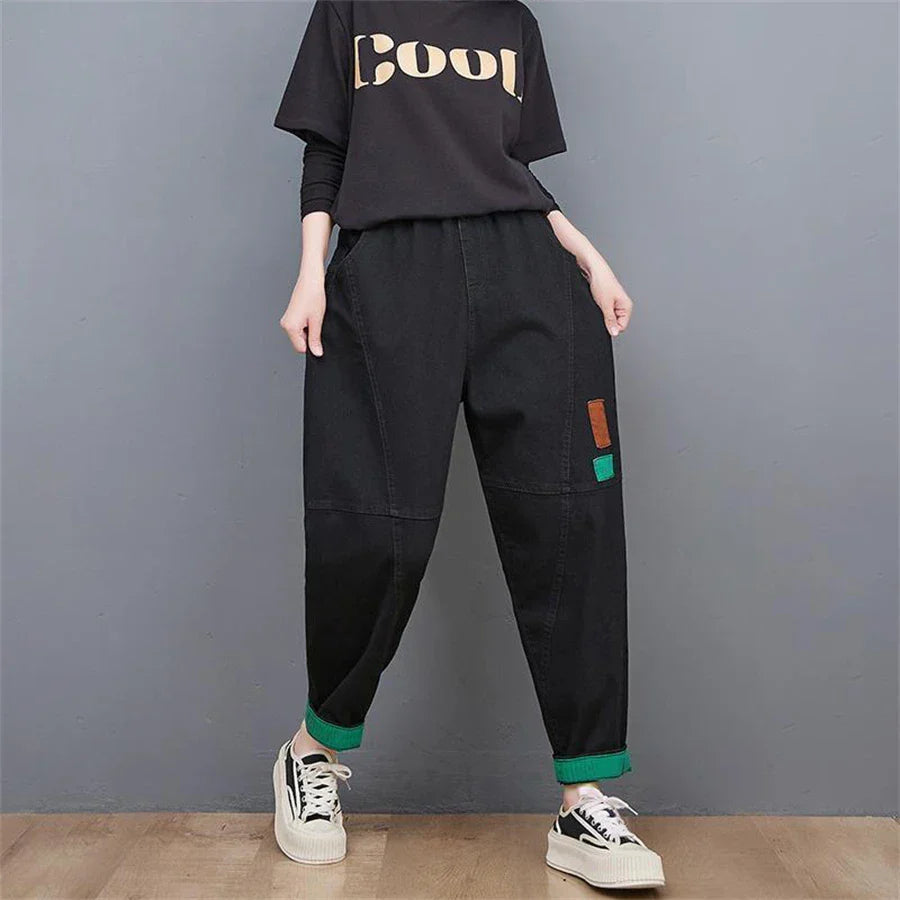 Wide-Leg Oversized Ankle-Length Jeans for Fall - Trendy & Comfortable Women's Denim