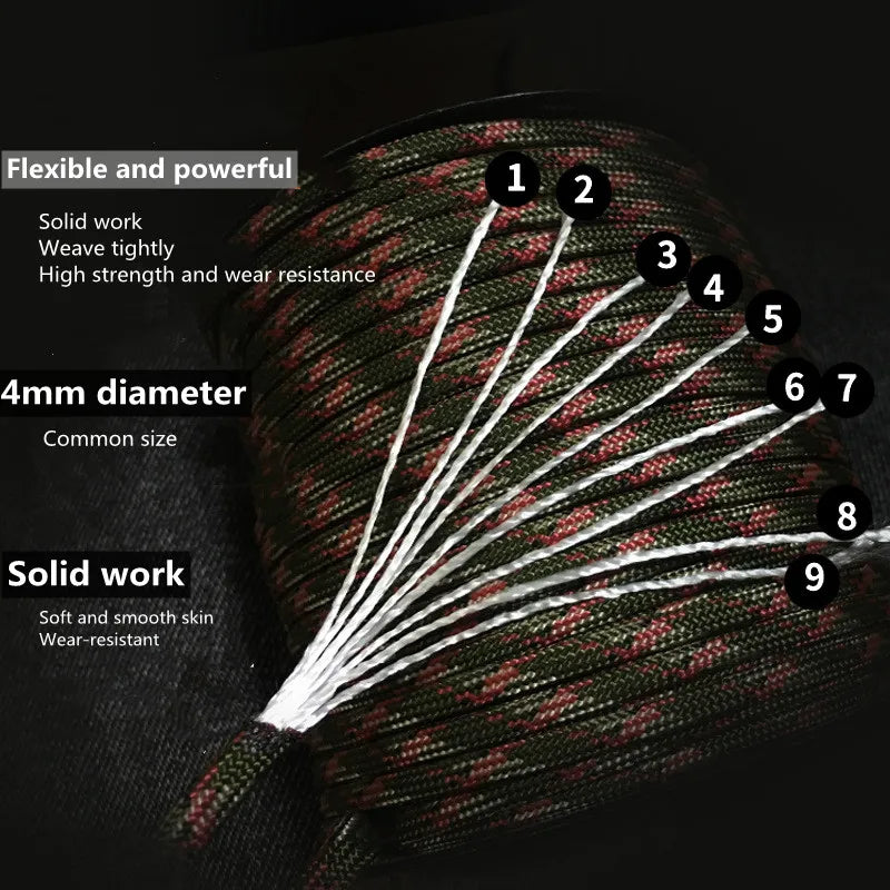 4mm Paracord Utility Rope – 9-Strand Core, 295kg Strength & 50/100m Lengths