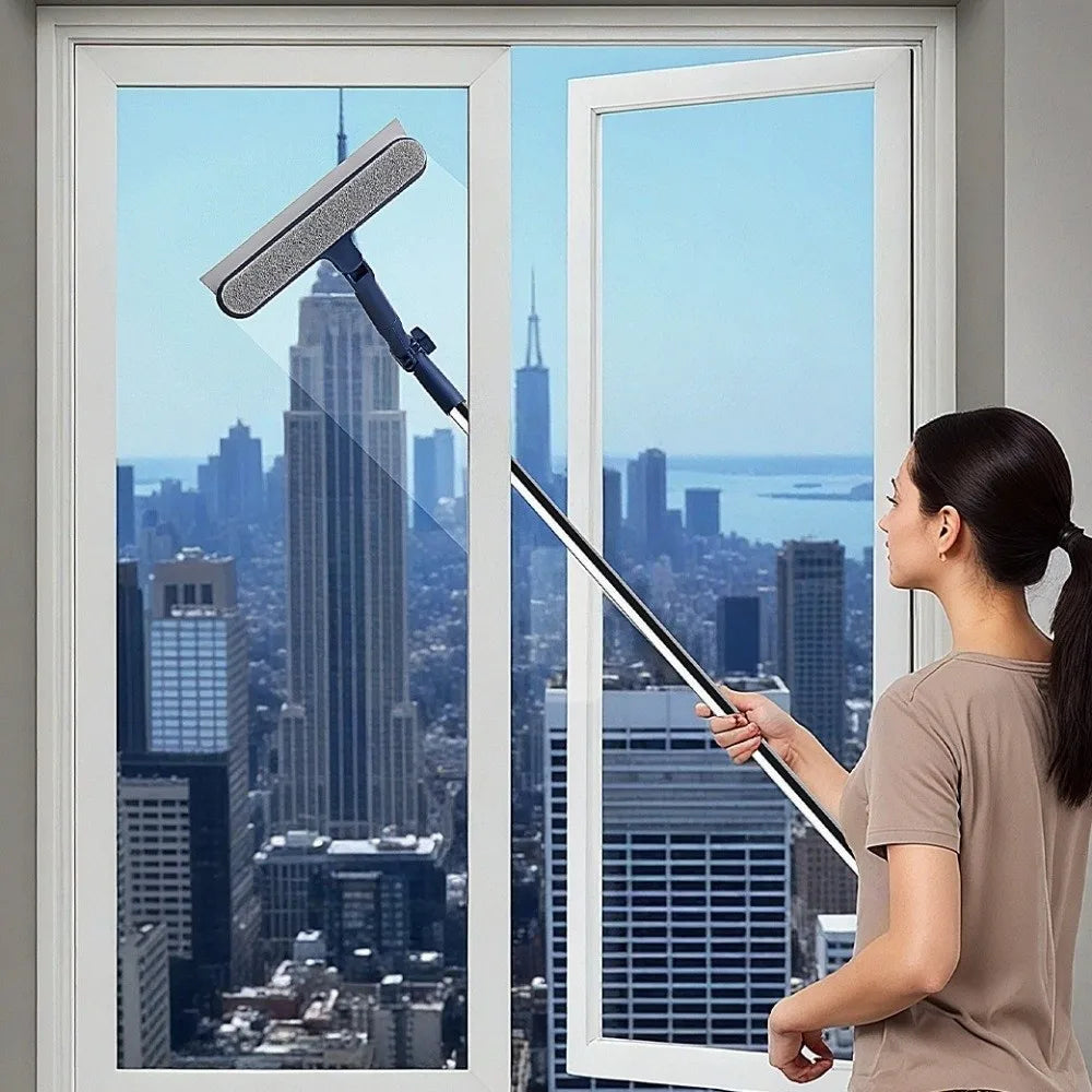 Telescopic Window Cleaner – Extendable 60–160cm, Swivel Head & Microfiber Pad