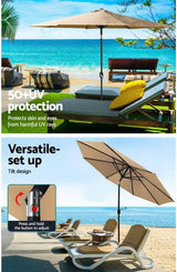 2.7m Outdoor Umbrella with Pole Stand - Solira (UV & Water Resistant)