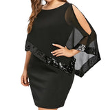 Elegant Plus-Size Sequined Fall Dress - Perfect for Special Occasions