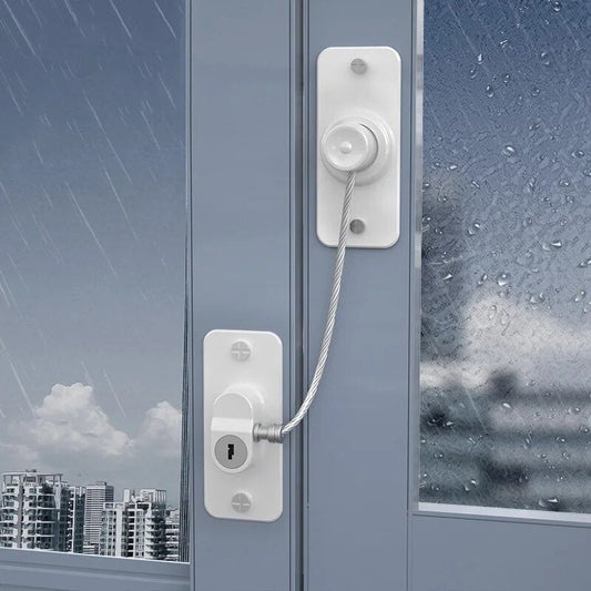 Child-Safe Window Lock – 3-Digit Combination, No-Drill Adhesive & Steel Cable