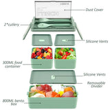 1400ml Double Layer Bento Box | Portable Lunch Box with Fork & Spoon – Microwave Safe Food Storage for Kids & Adults