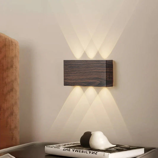 Wall Lamp – Rechargeable, Minimalist Design & Wood-Grain Finish