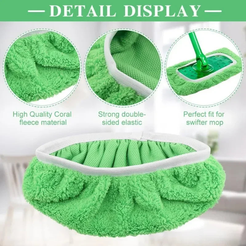 Reusable Microfiber Mop Pads 6-Pack – Machine Washable & Standard Flat Mop Fit