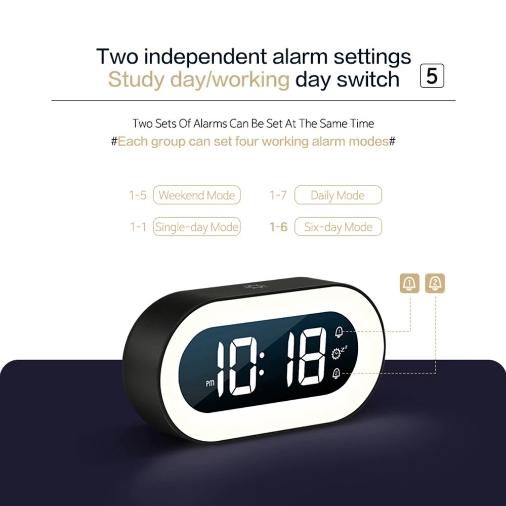Lumino Digital Alarm Clock with Night Light
