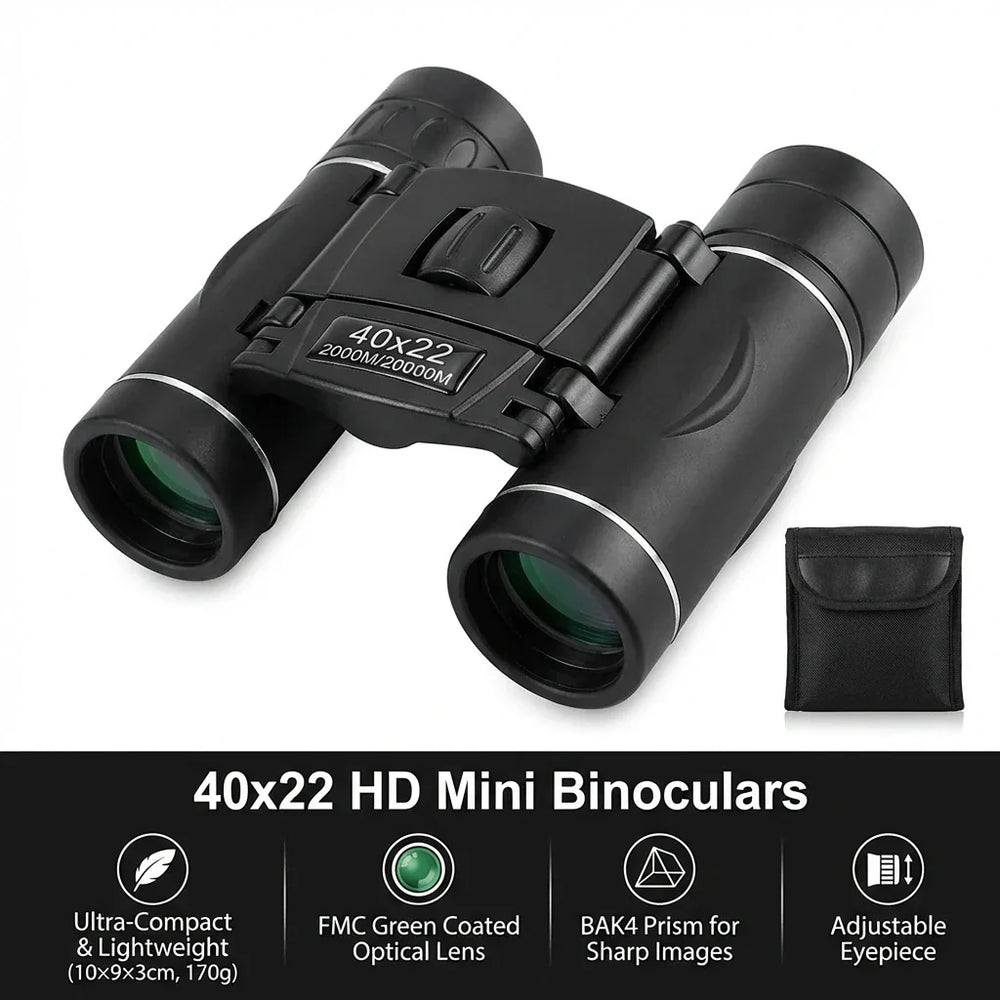 Compact 8x22 Binoculars – BAK4 Prism, FMC Coated & IPX4 Waterproof
