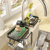 Enhanced Product Title: **Multifunctional Kitchen Organizer - Sponge, Brush & Towel Holder Combo for Space-Saving Efficiency**