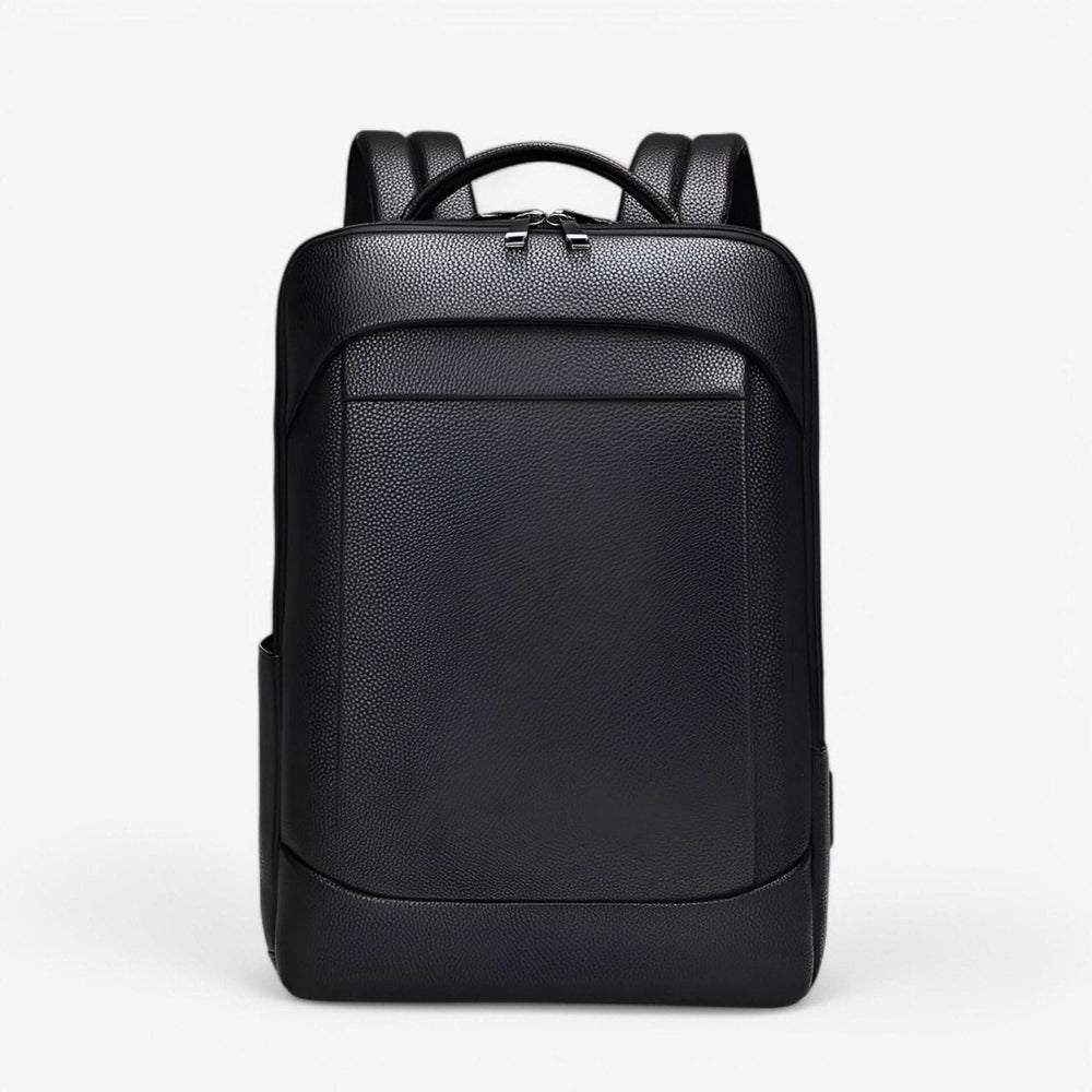 Men's Leather Laptop Backpack – USB Charging Port, 15.6-Inch Sleeve & PU Leather