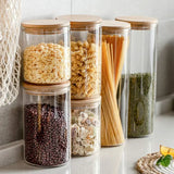 Glass Storage Jars with Wooden Lids – Airtight, Set of 5 & 300-950ml