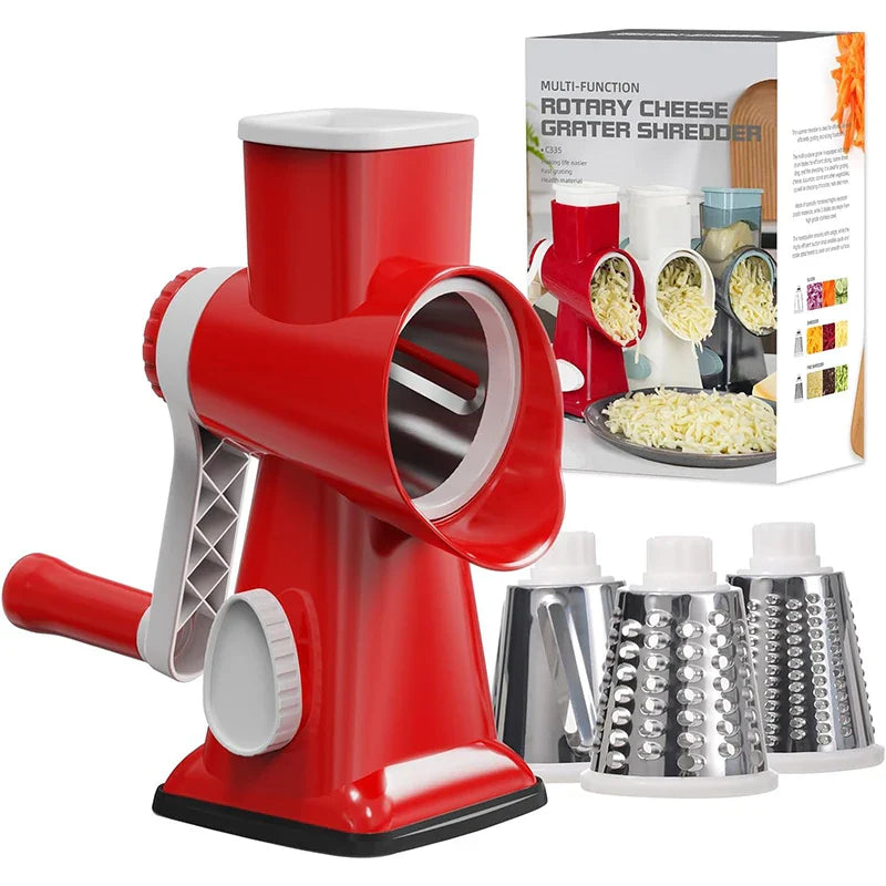 Enhanced Product Title: "Multifunctional Rotary Grater with 3 Interchangeable Drums - Versatile Kitchen Tool for Grating, Slicing, and Shredding" 

This title includes relevant keywords and provides a clearer description of the product's functionality, ma