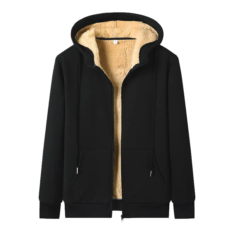 Plus-Size Cozy Lambskin Hooded Jacket for Winter - Warm & Stylish Outerwear