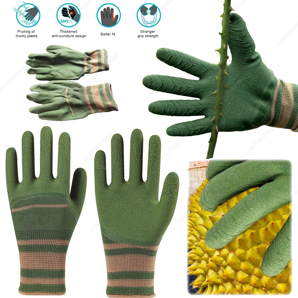 Thorn-Resistant Garden Gloves – Unisex, Waterproof Latex & Breathable Green