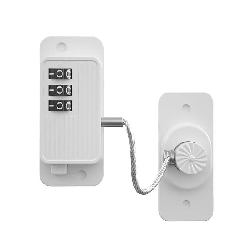 Child-Safe Window Lock – 3-Digit Combination, No-Drill Adhesive & Steel Cable