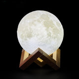 Dimmable Moon Lamp with Wooden Stand – 16 Color Options for Ambient Lighting
