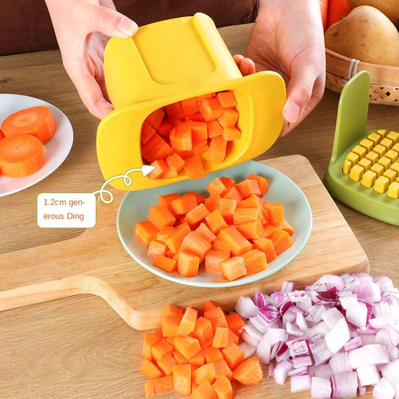 Vegetable Chopper & Fry Cutter – Push Press, Stainless Steel Blades & BPA-Free