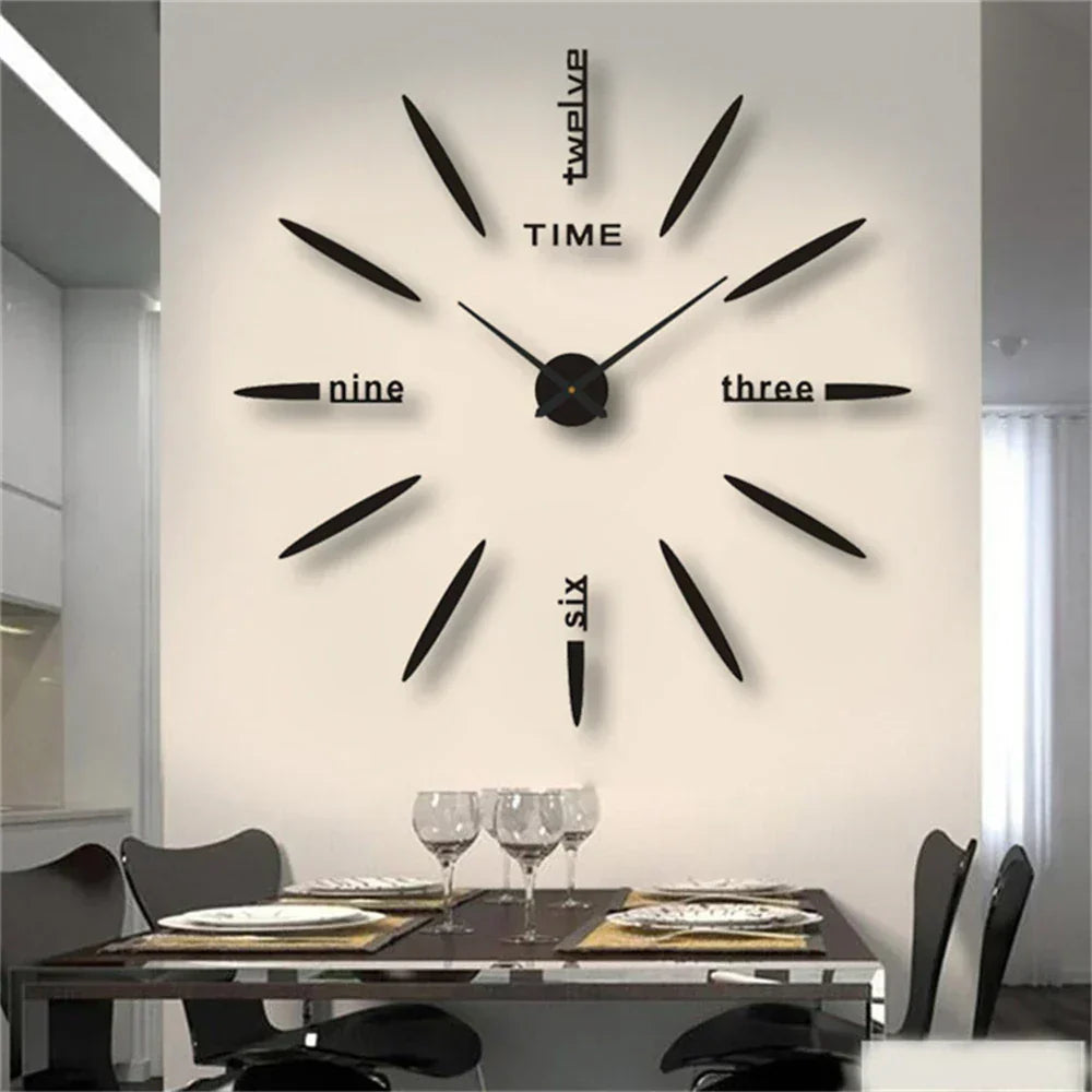 3D Acrylic Wall Clock – Self-Adhesive, Quartz Movement & Up to 130cm