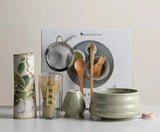Matcha Set 8-Piece Sakura Design Ceramic Bowl Bamboo Whisk Frother