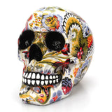 Mexican Floral Skull Figurine – Hand-Painted Resin, 18.5cm & Day of the Dead Decor