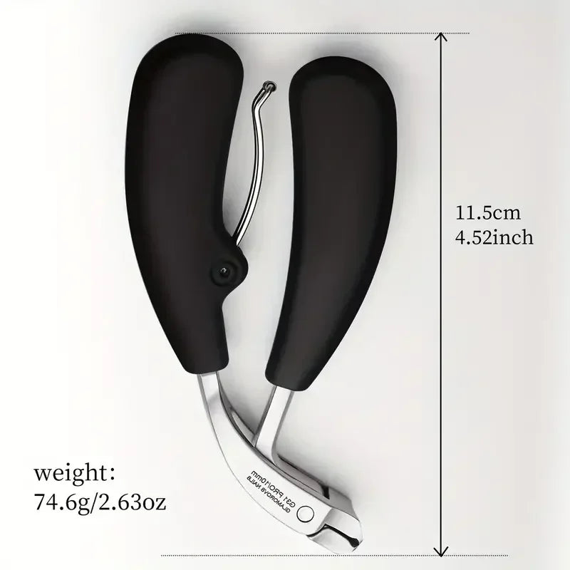 Wide-Jaw Nail Clipper – Stainless Steel, Splash Guard & Curved Blade