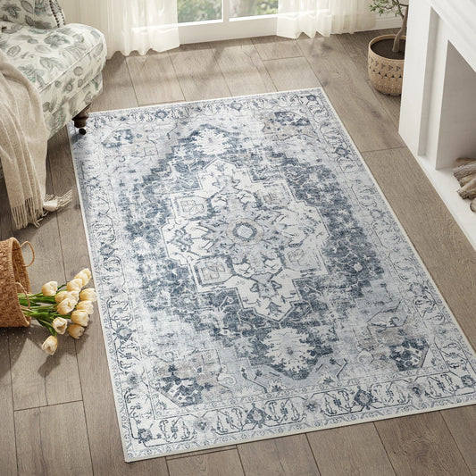Heritage Medallion Area Rug – Oriental Style, Foldable & Non-Slip Design
