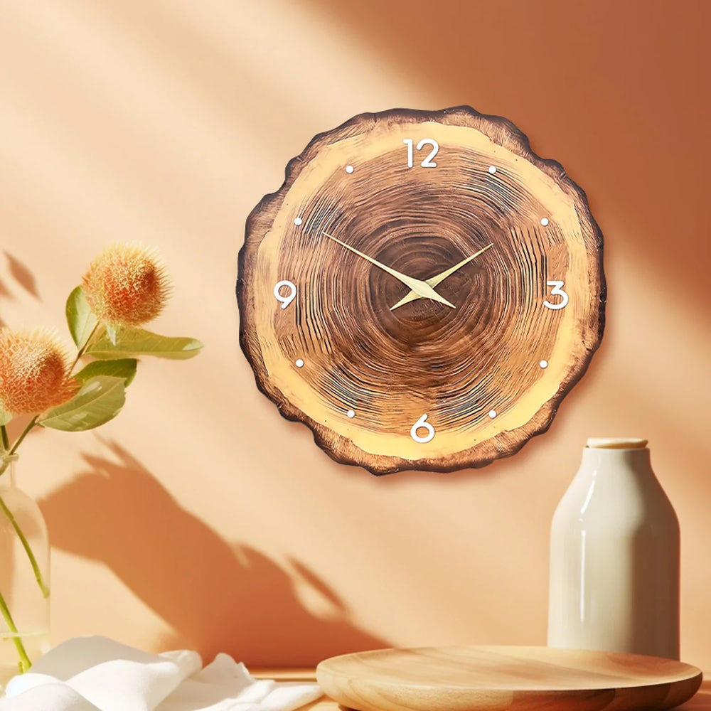 Tree Slice Wall Clock – Silent Quartz Movement, Wood Design & 30–41cm