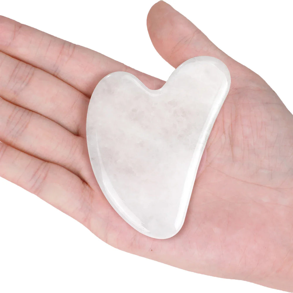 White Jade Gua Sha Tool – Heart-Shaped, Facial Massage & Cooling